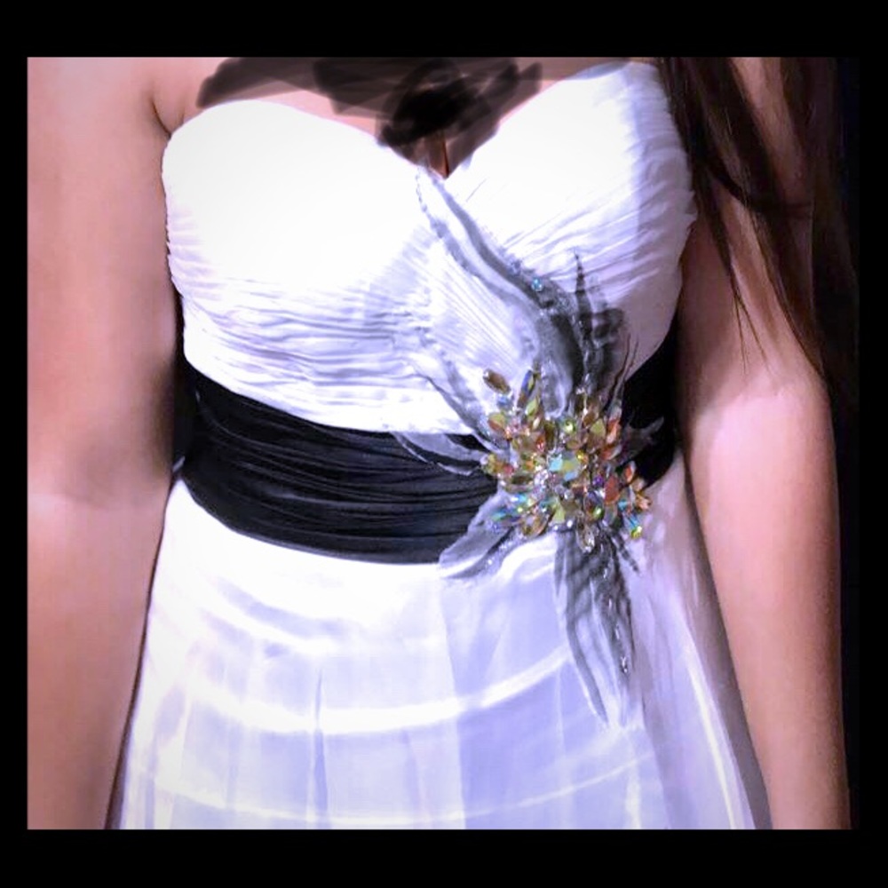 White and black prom dress